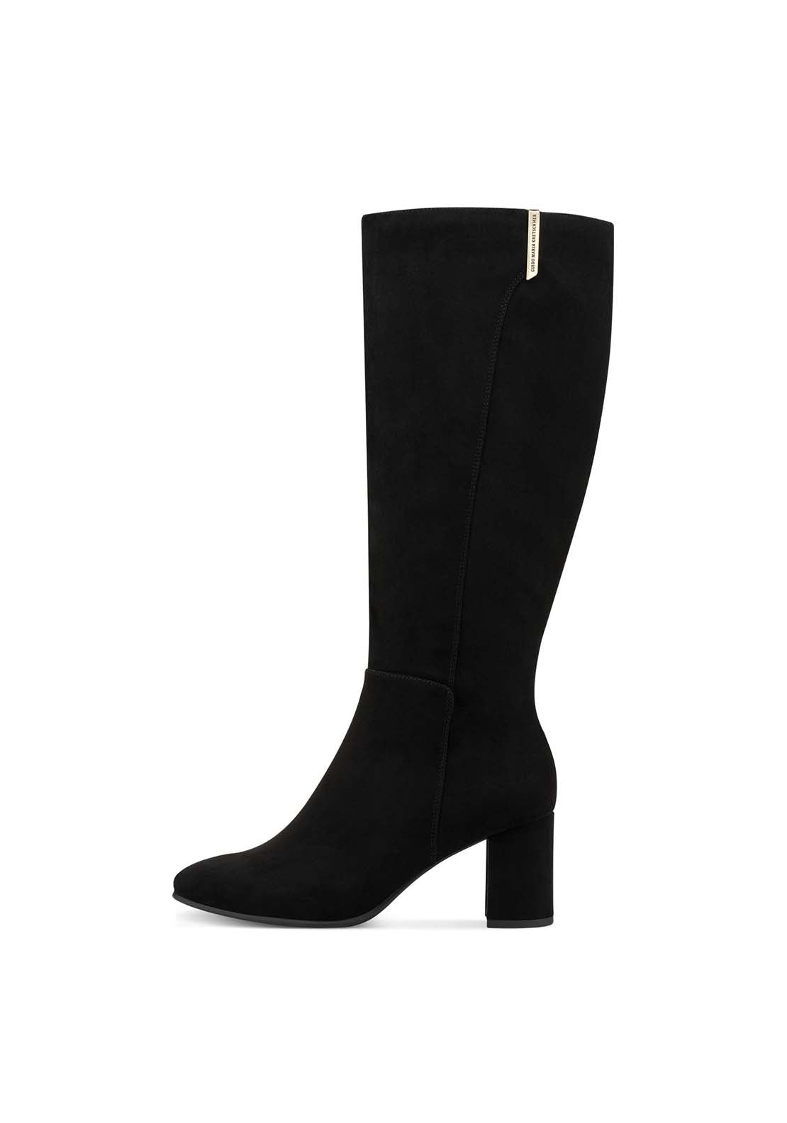 Marco Tozzi Suede Heeled Knee High Boot - Black 2 Shaws Department Stores