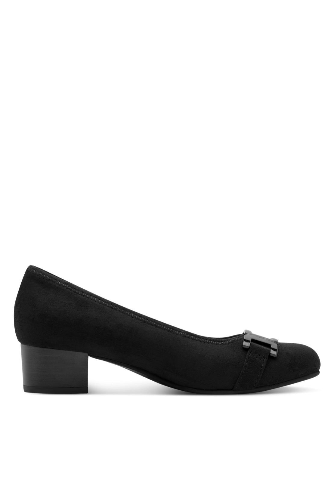 Low Heel Pump With Buckle - Black