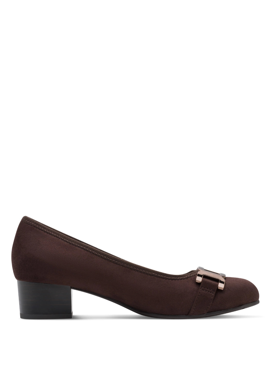 Low Heel Pump With Buckle - Mocca