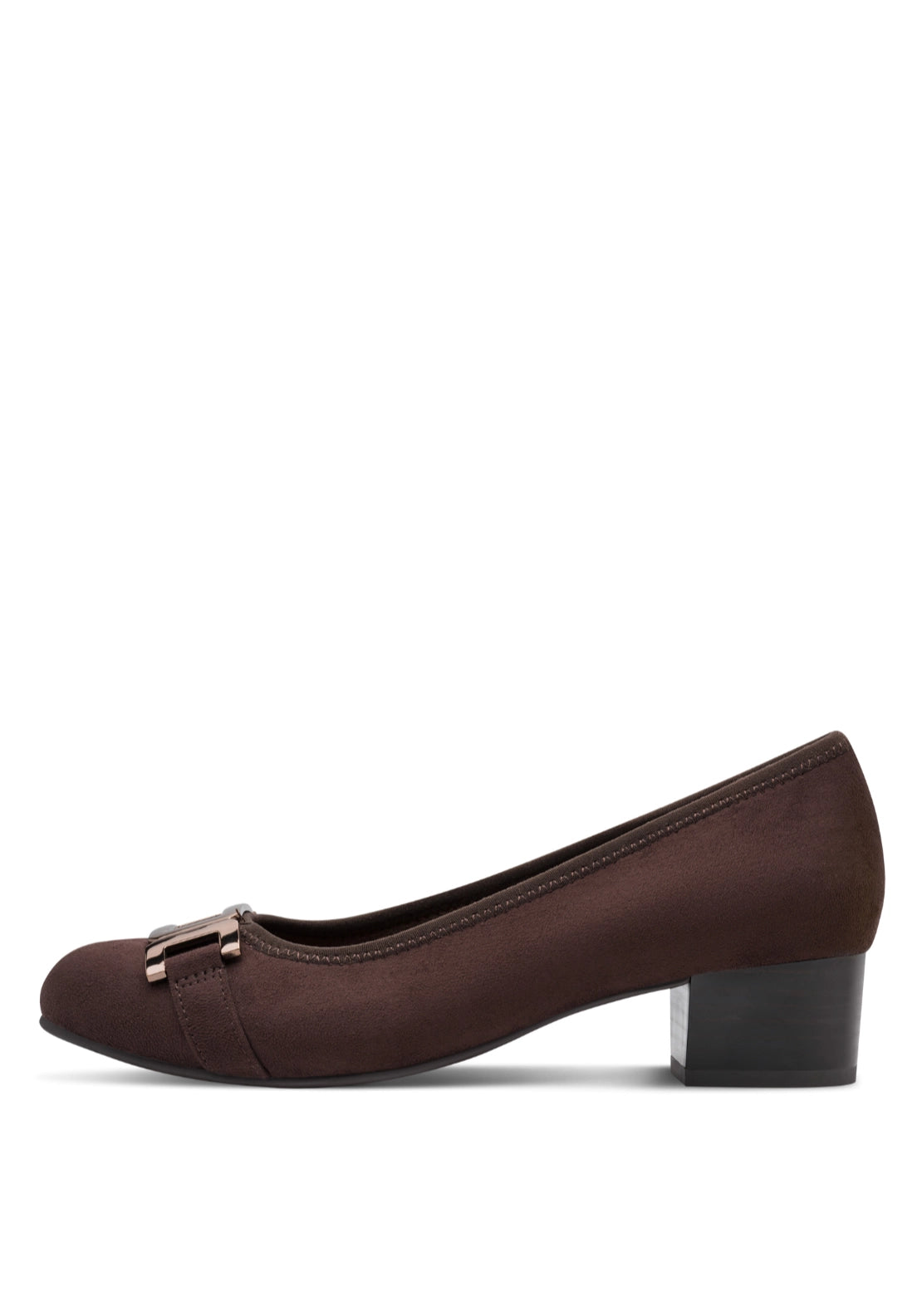 Low Heel Pump With Buckle - Mocca