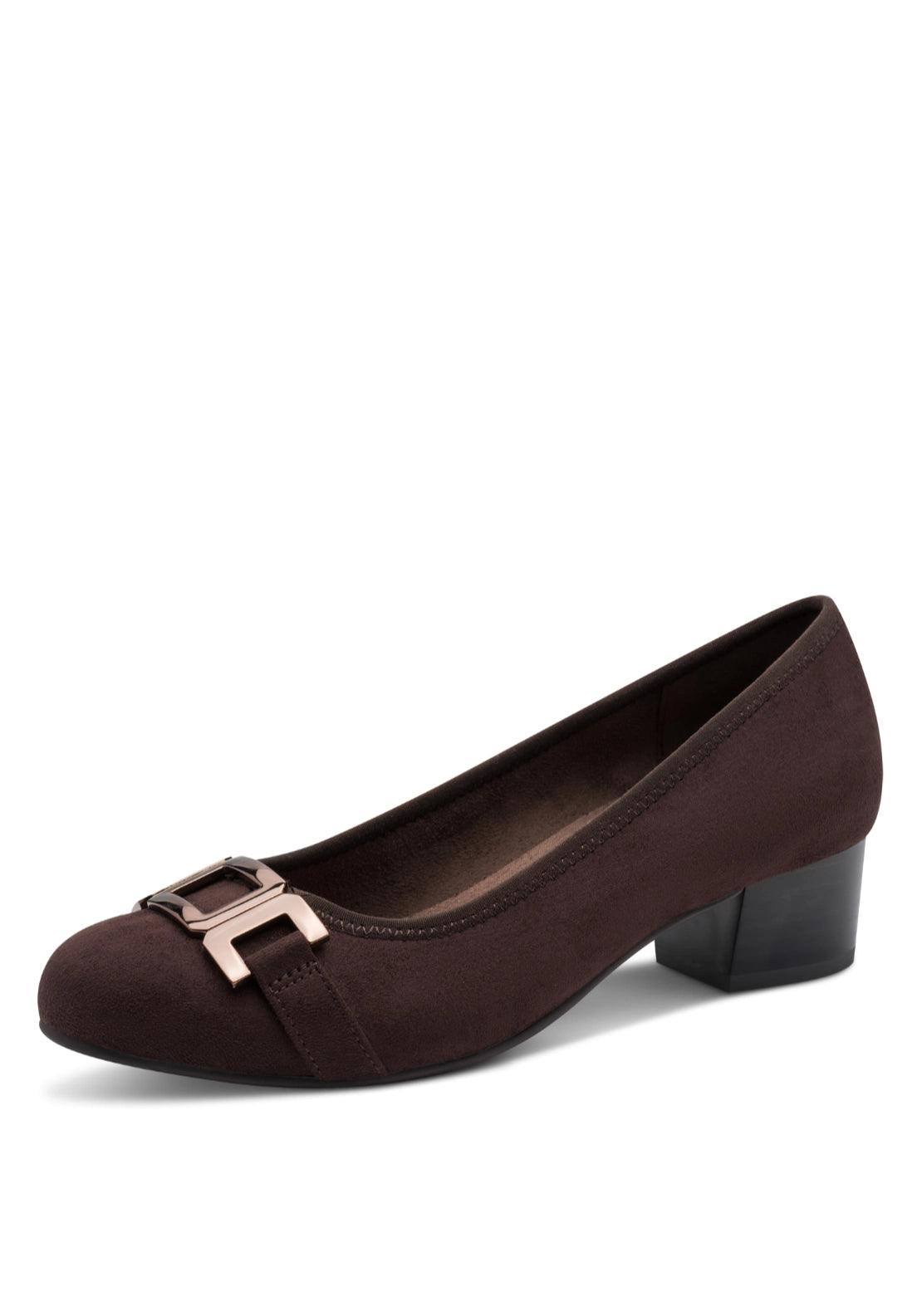 Low Heel Pump With Buckle - Mocca