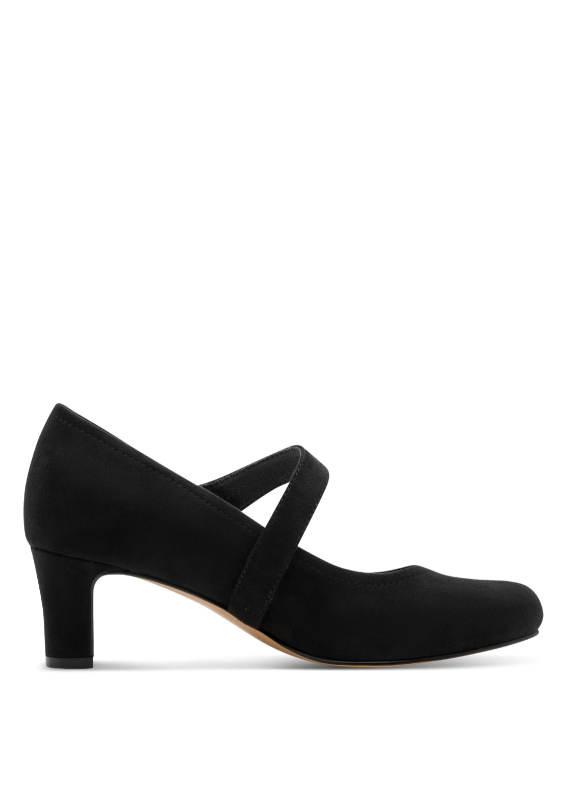 Low Heeled Shoe With Strap - Black