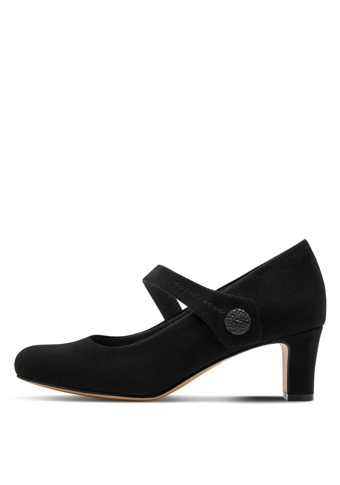 Low Heeled Shoe With Strap - Black