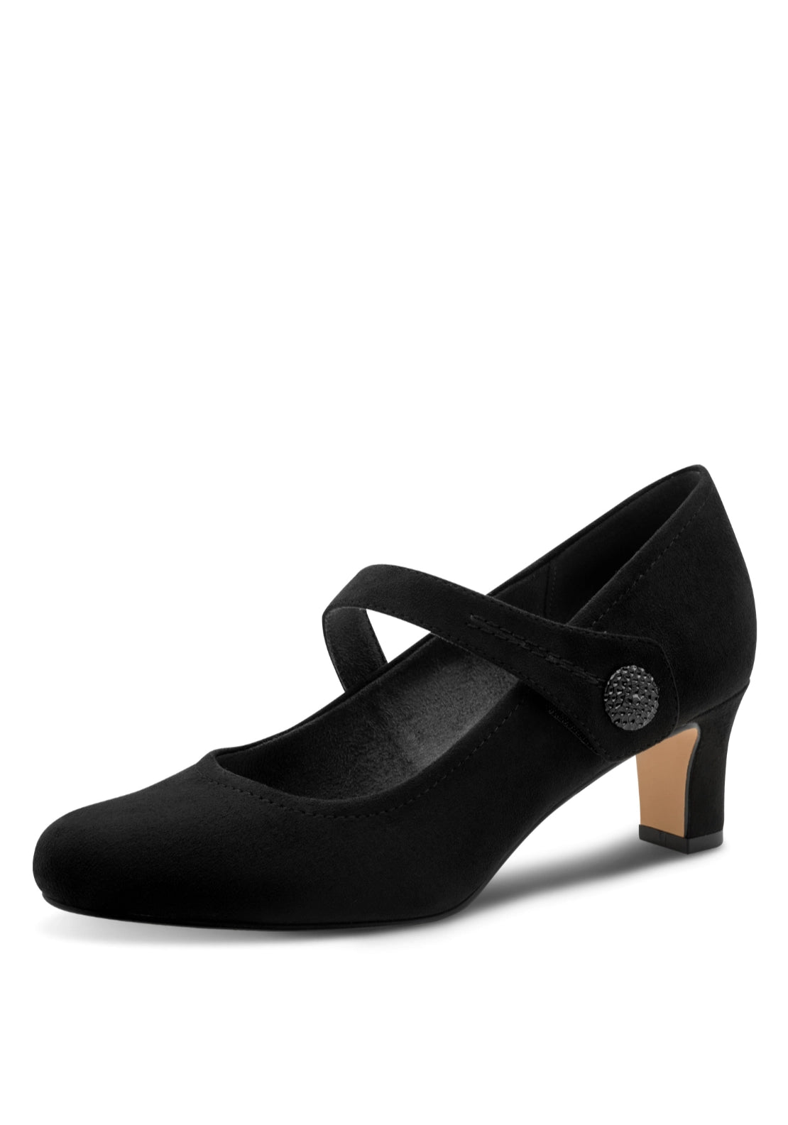 Low Heeled Shoe With Strap - Black