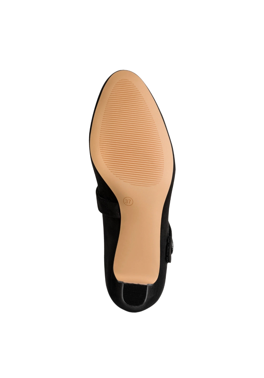 Low Heeled Shoe With Strap - Black