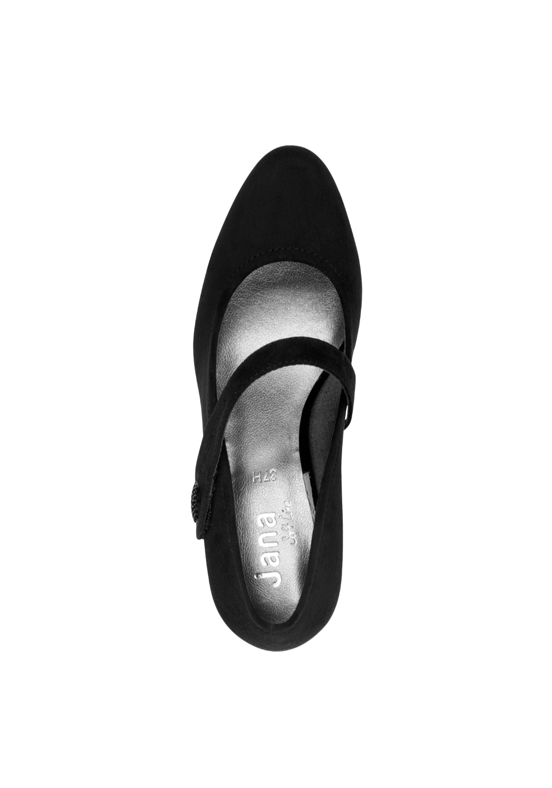 Low Heeled Shoe With Strap - Black