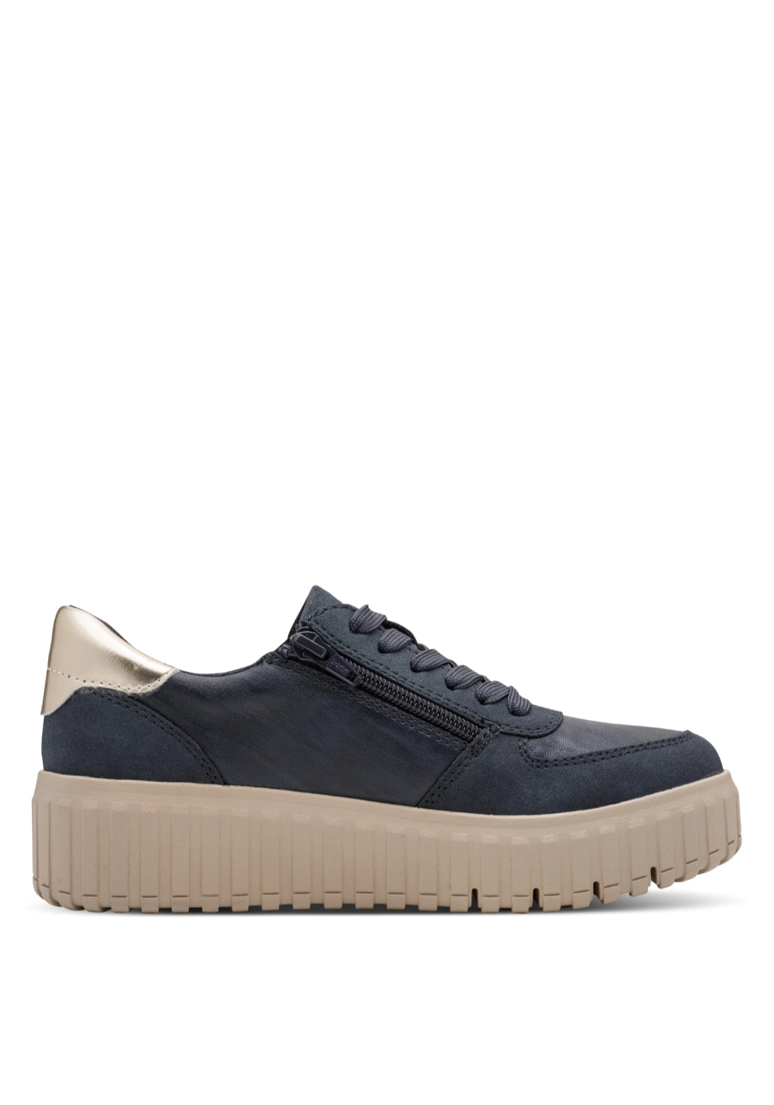 Chunky Sole Trainer - Navy/gold