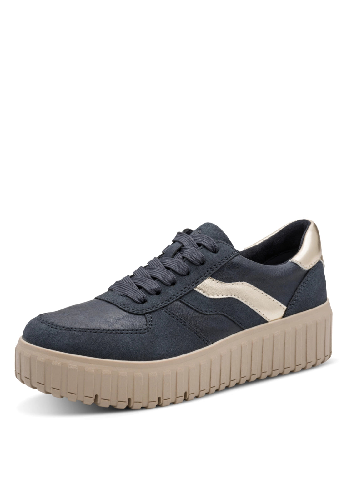Chunky Sole Trainer - Navy/gold