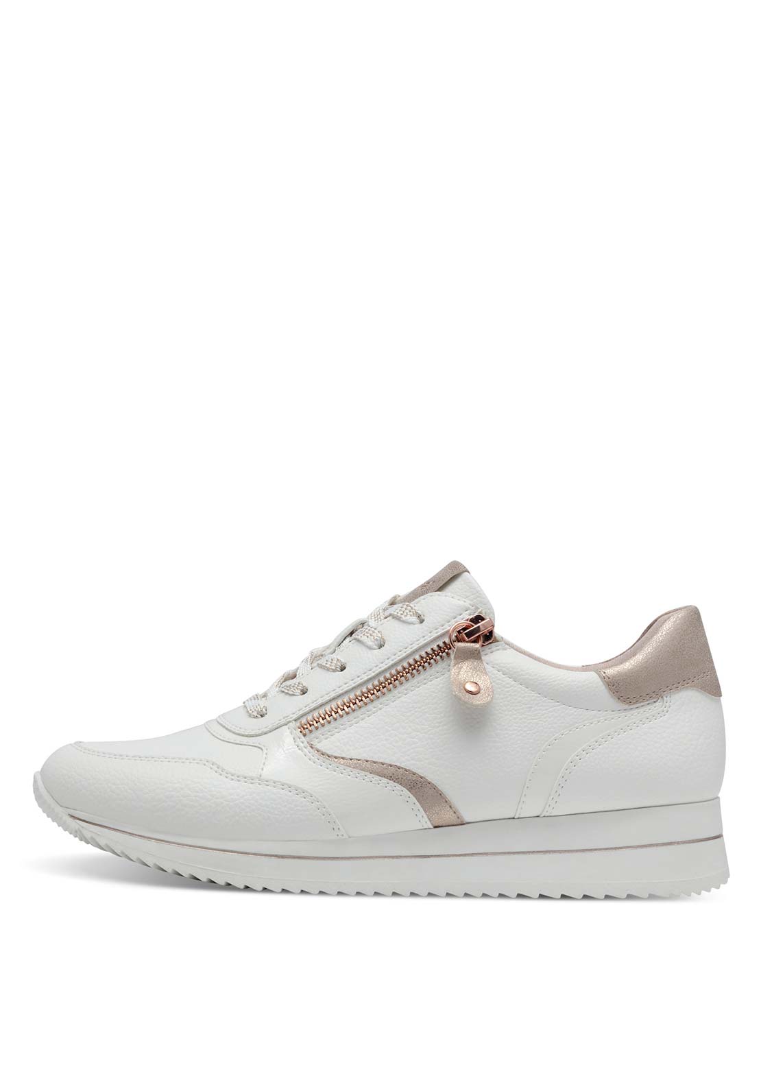 Jana Ladies Lace Up Shoe - White / Rose Gold 2 Shaws Department Stores