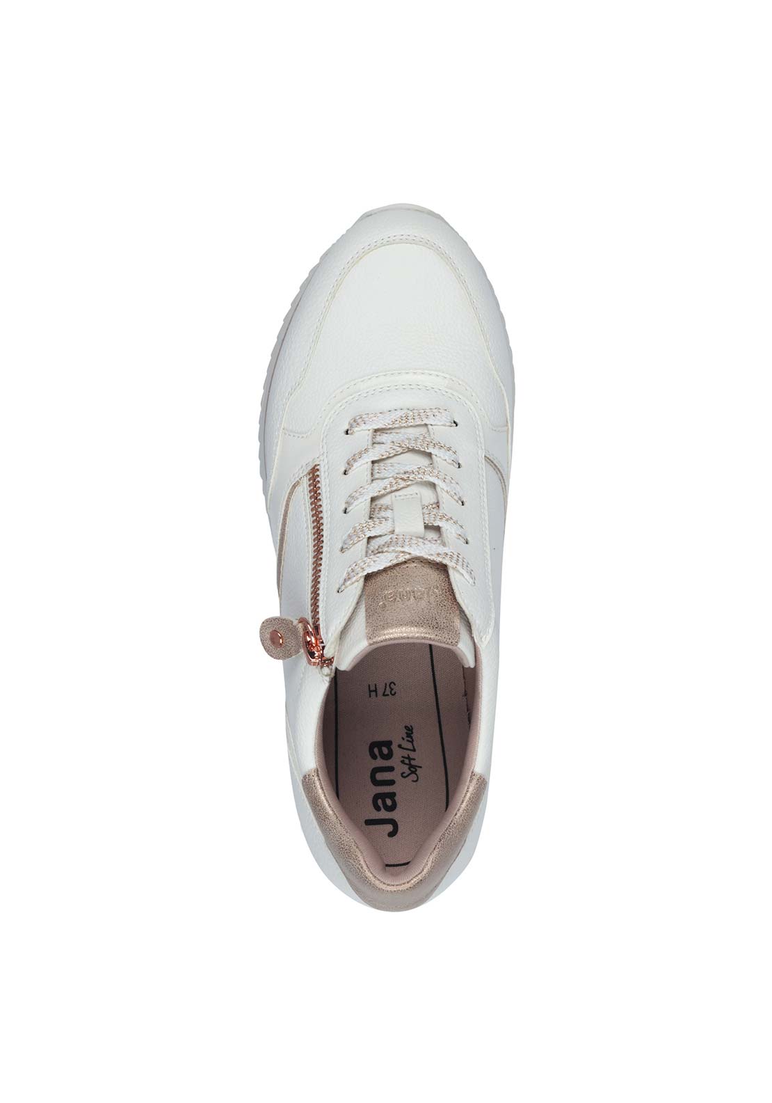 Jana Ladies Lace Up Shoe - White / Rose Gold 3 Shaws Department Stores