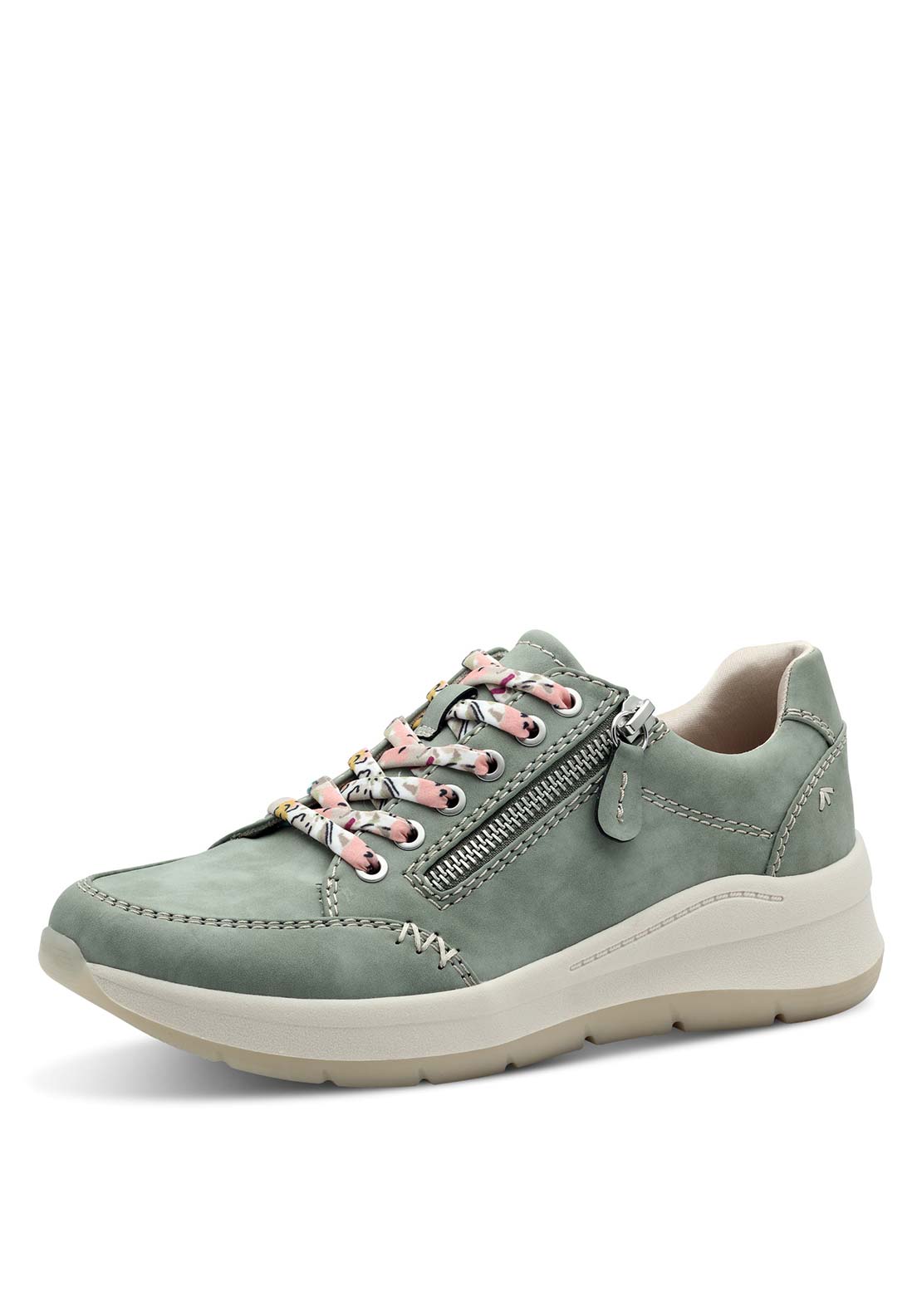 Jana Ladies Lace Up Shoe - Sage 1 Shaws Department Stores