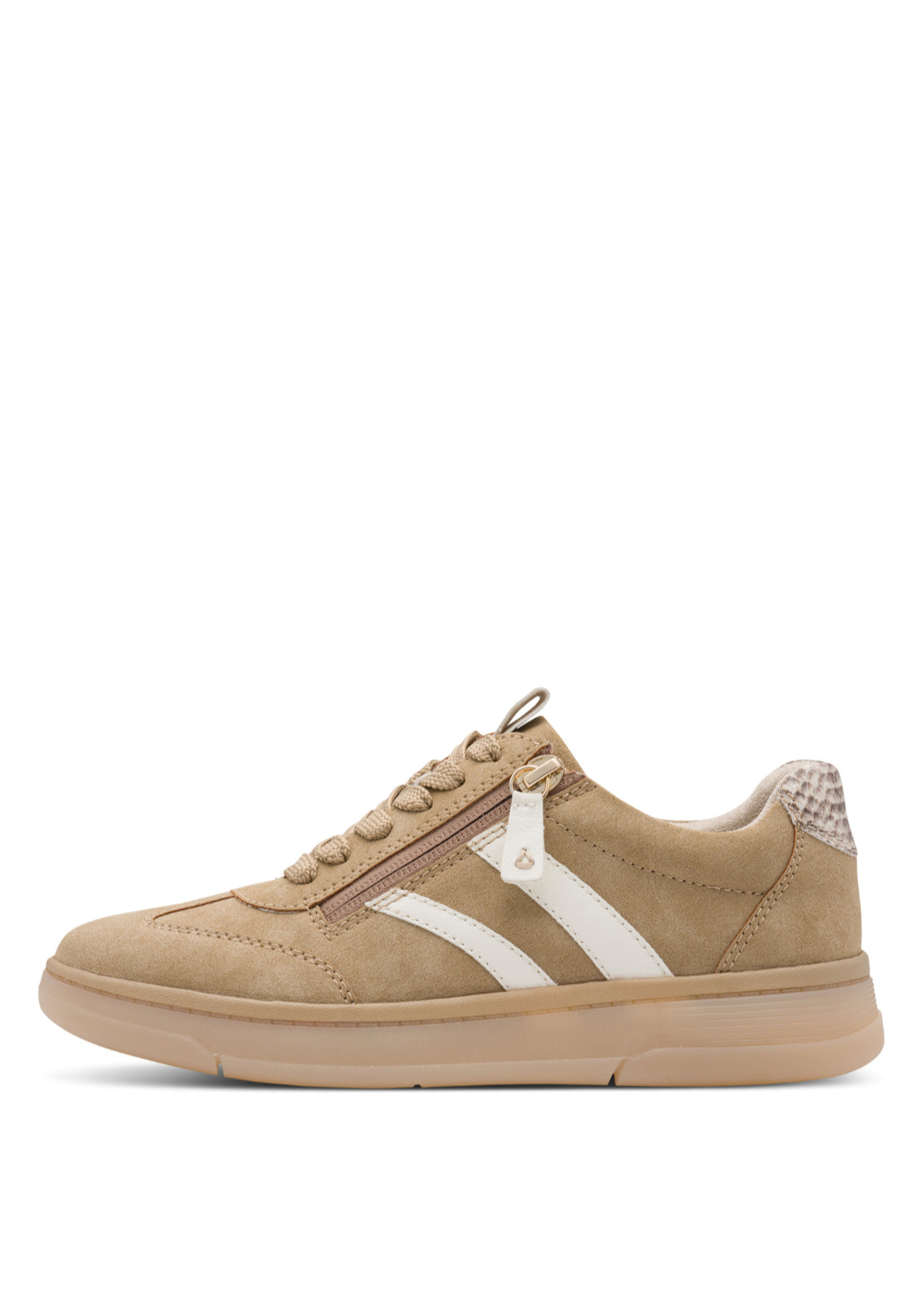 Jana Shoes Side Zip Side Stripe Trainer - Sand 1 Shaws Department Stores