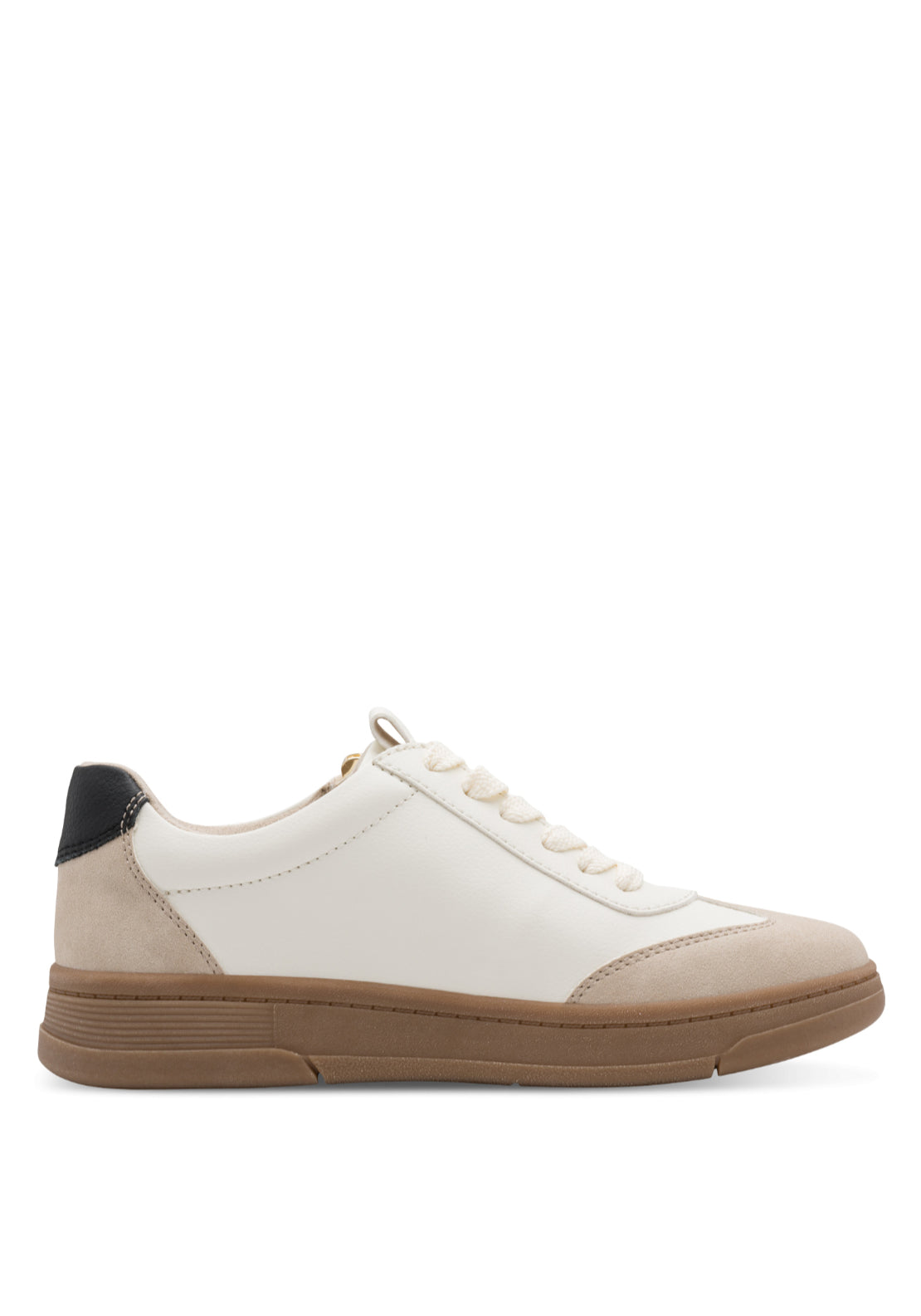 Jana Shoes Side Zip Side Stripe Trainer - Beige 3 Shaws Department Stores