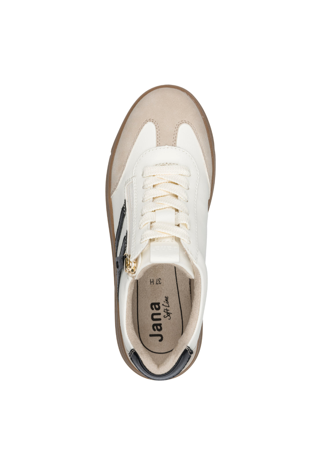 Jana Shoes Side Zip Side Stripe Trainer - Beige 4 Shaws Department Stores