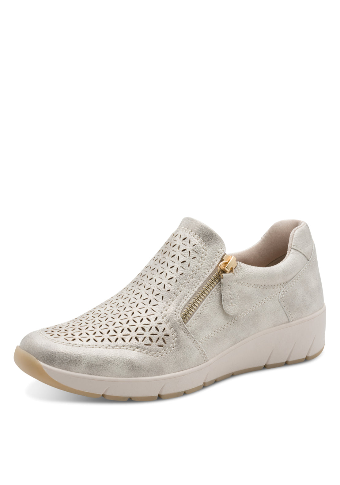 Jana Shoes Side Zip Slip On Shoe - Beige/gold 2 Shaws Department Stores