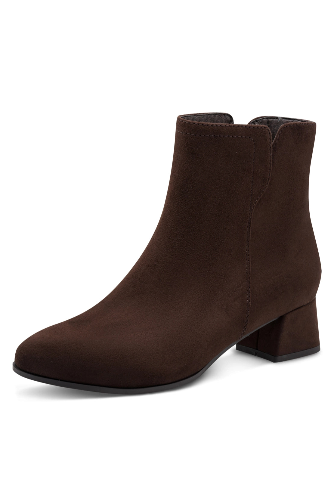 Low Heeled Suede Ankle Boot - Mocca