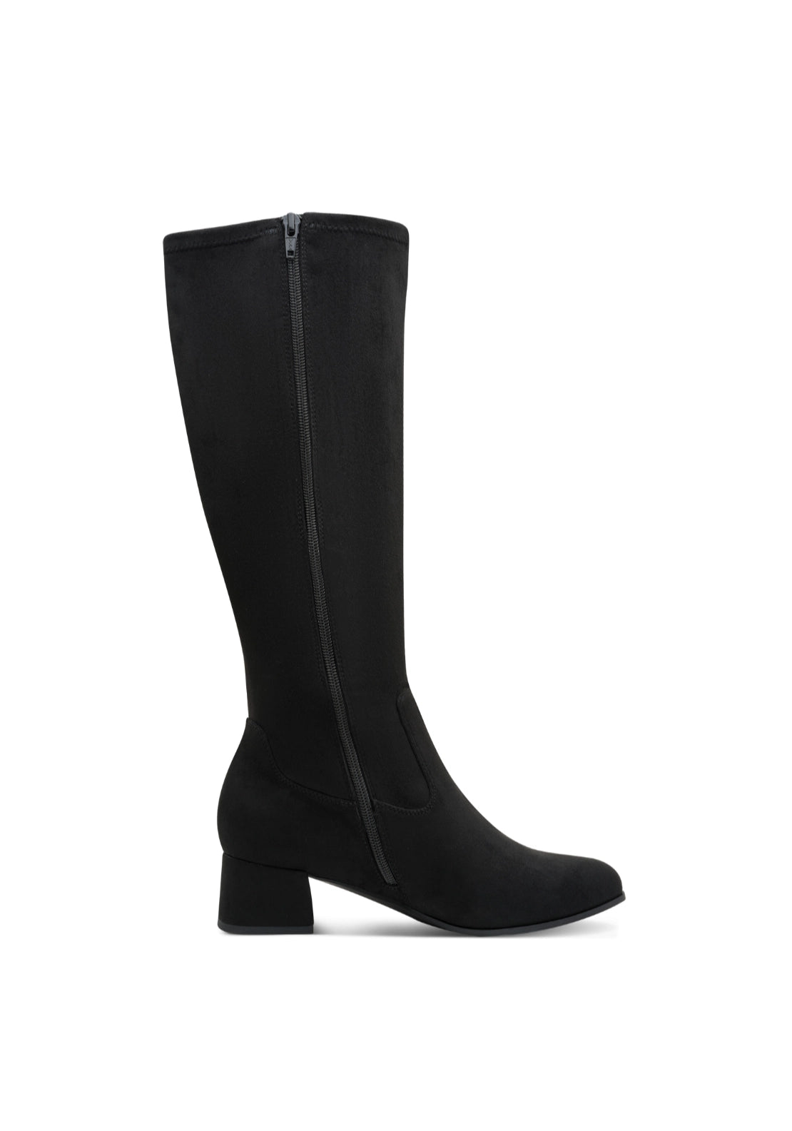 Low Heel Knee High Boot - Black