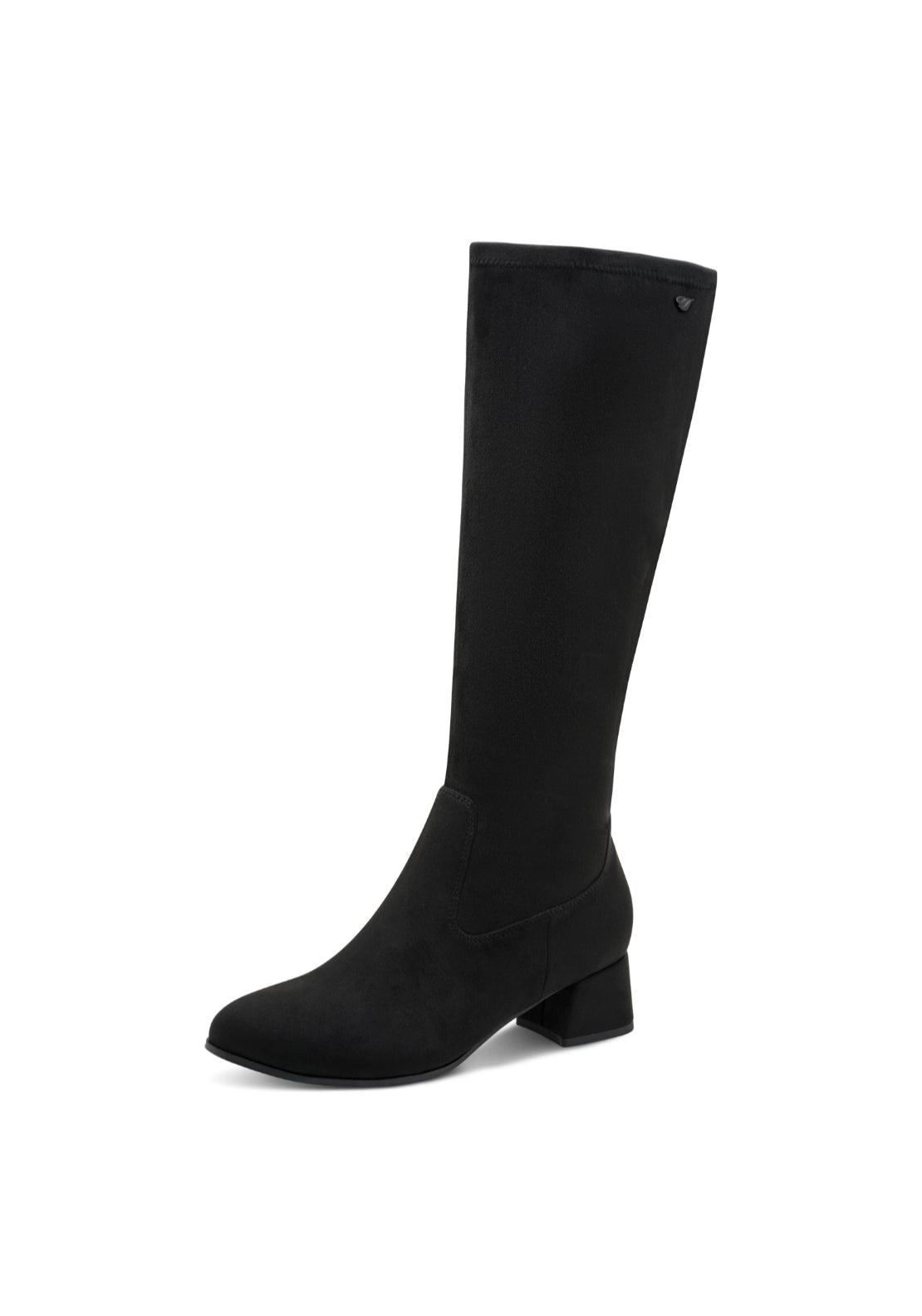 Low Heel Knee High Boot - Black