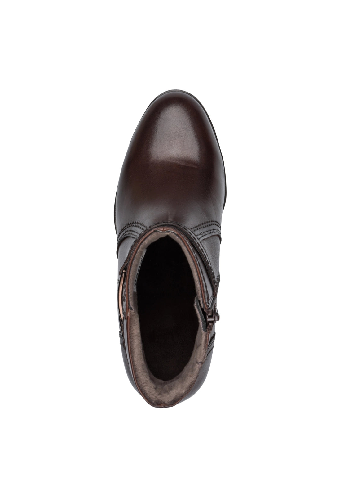 Buckle Detail Heeled Boot - Mocca