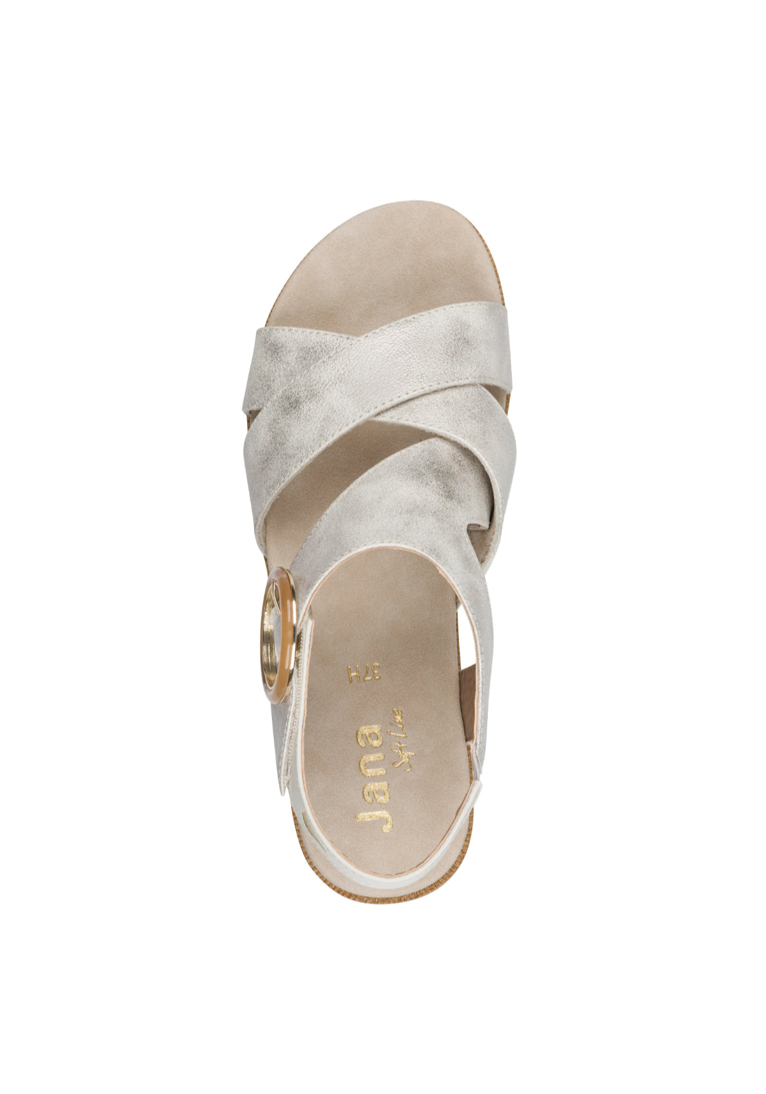 Jana Shoes Metallic Low Wedge Sandal - Beige/gold 4 Shaws Department Stores