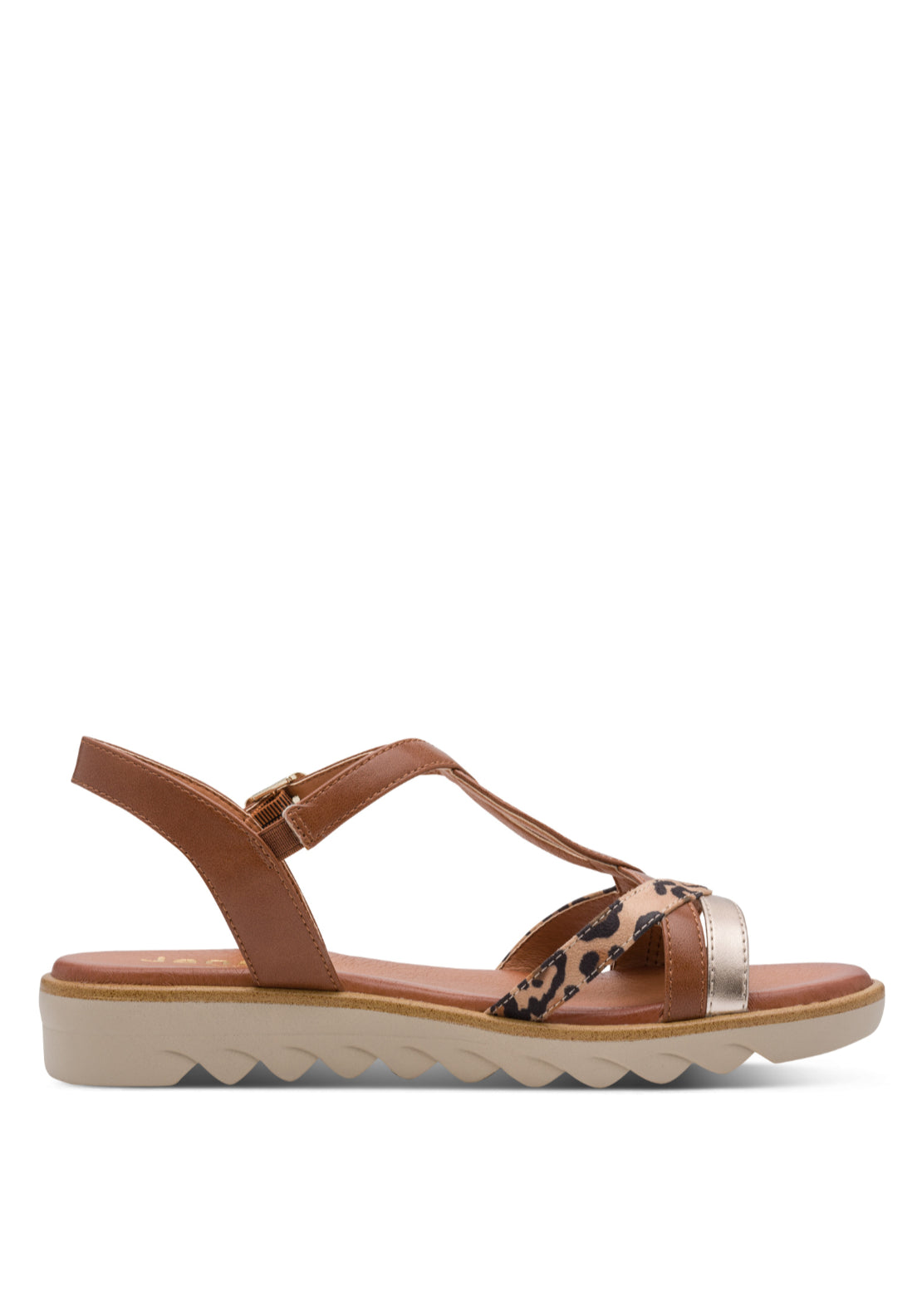 Jana Shoes Multi Tone Strap Sandal - Cognac Comb 3 Shaws Department Stores