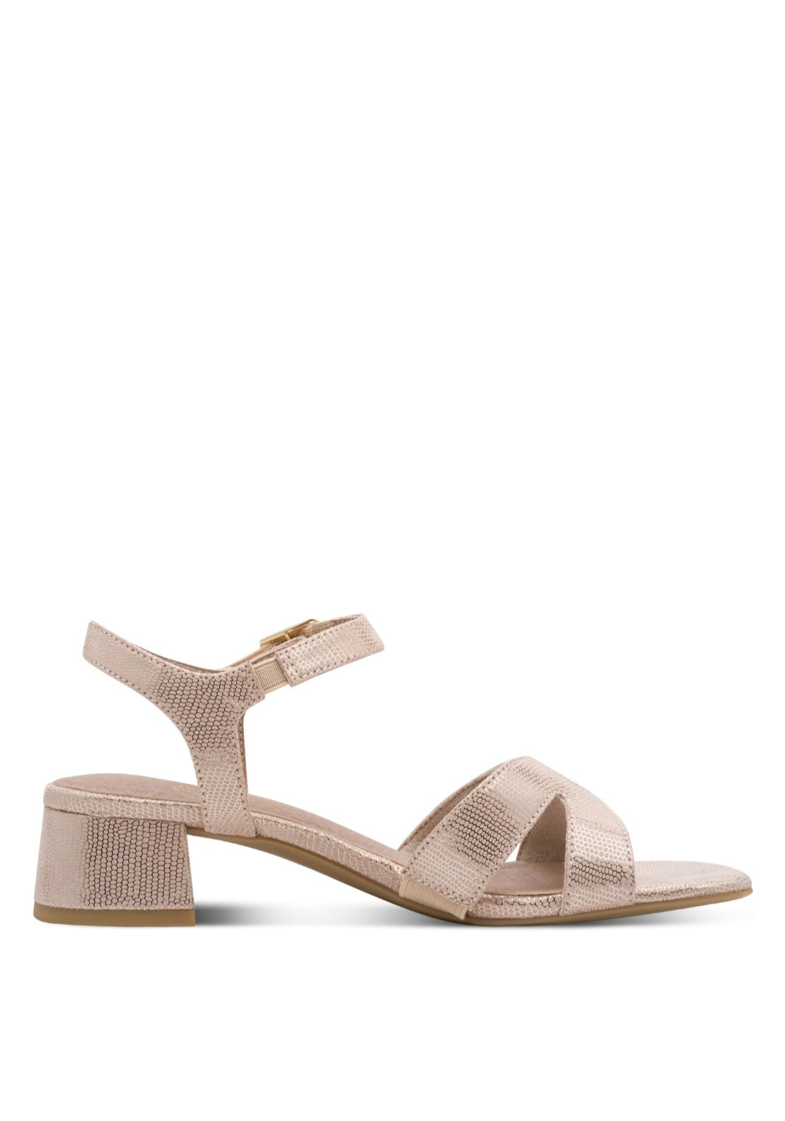 Jana Shoes Strap Heeled Sandal - Beige Metallic 3 Shaws Department Stores
