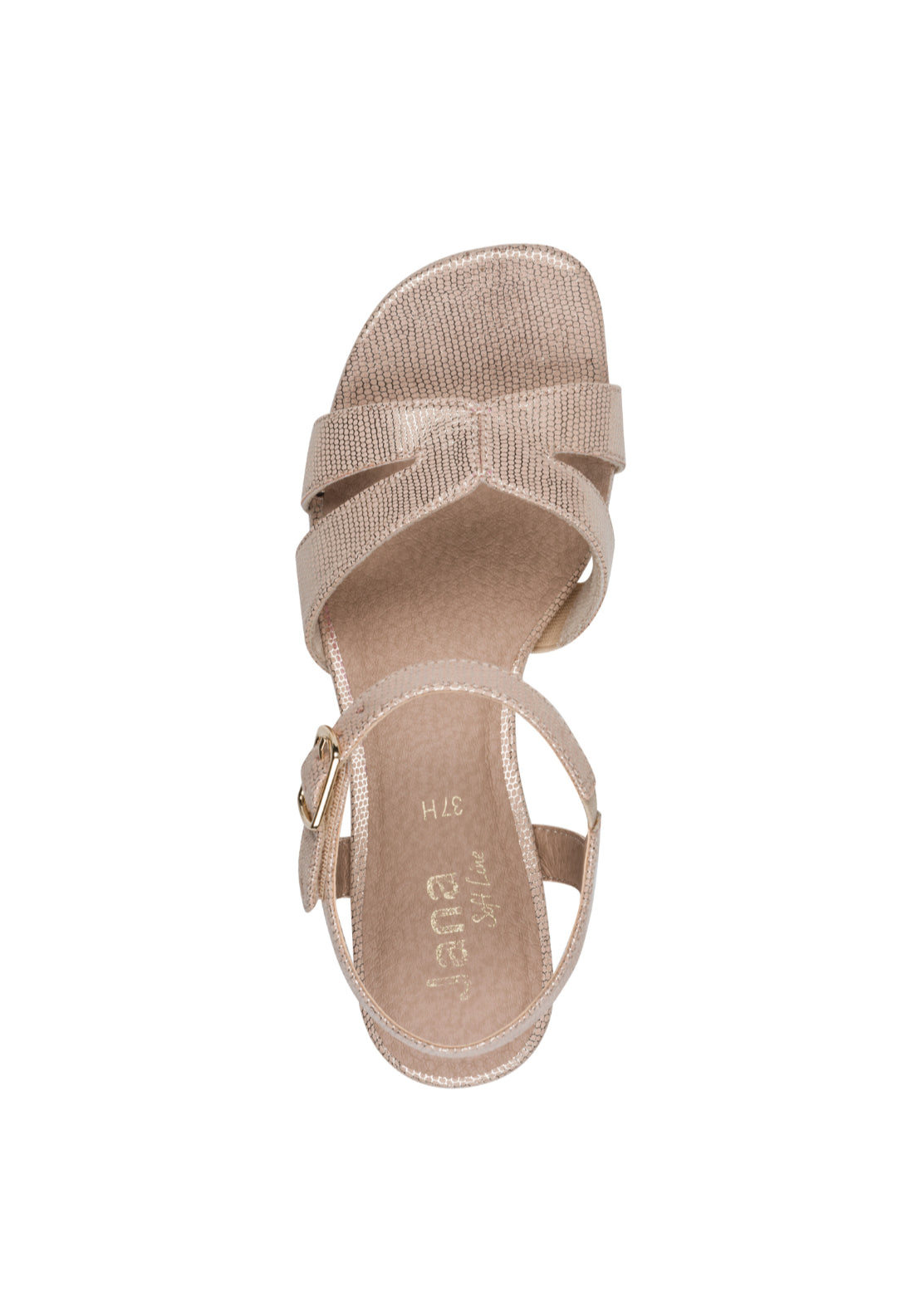 Jana Shoes Strap Heeled Sandal - Beige Metallic 4 Shaws Department Stores