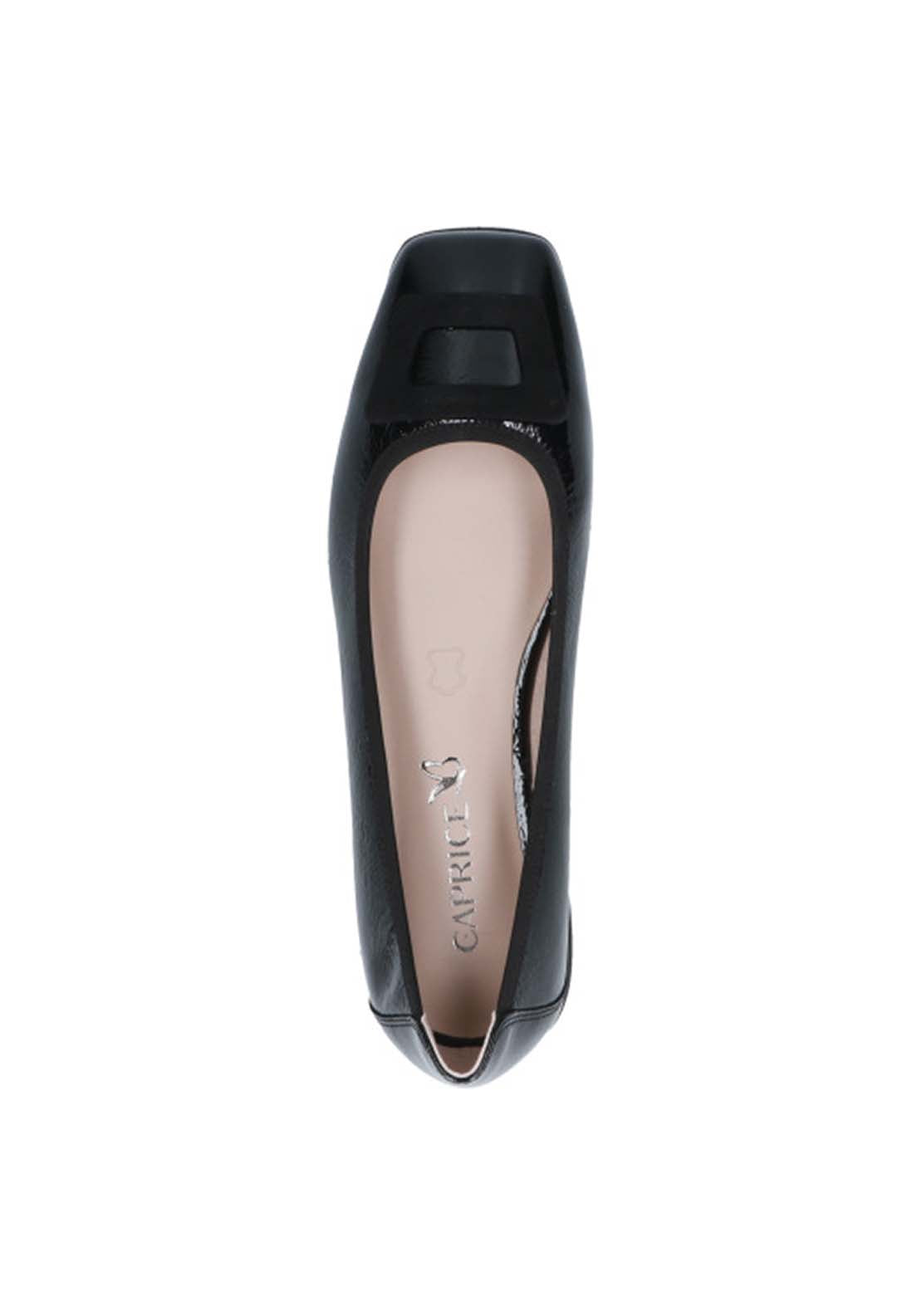 Caprice Ladies Ballerina Style Shoe - Black Naplak 5 Shaws Department Stores