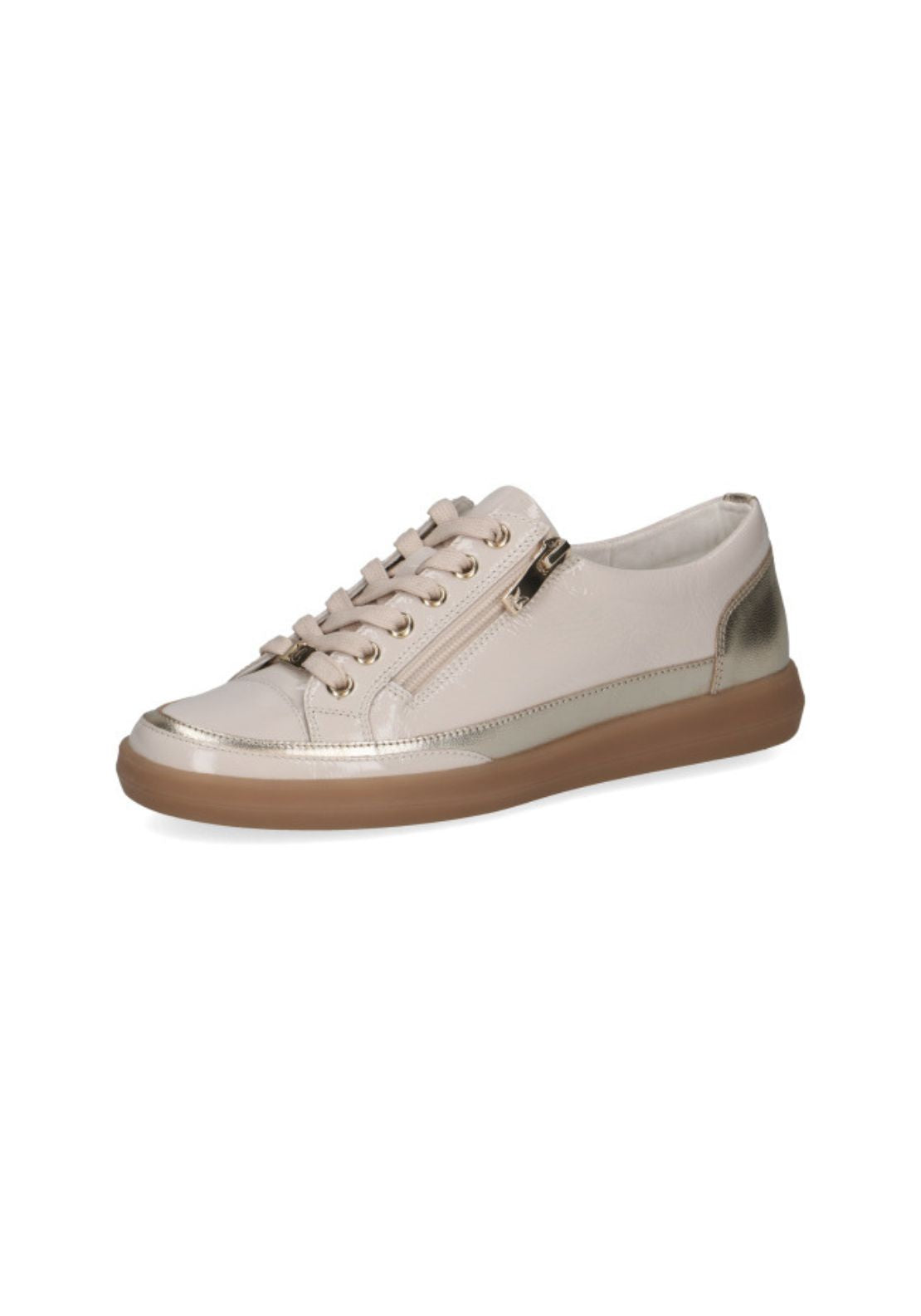 Caprice Side Zip Trainer - Cream/gold 3 Shaws Department Stores