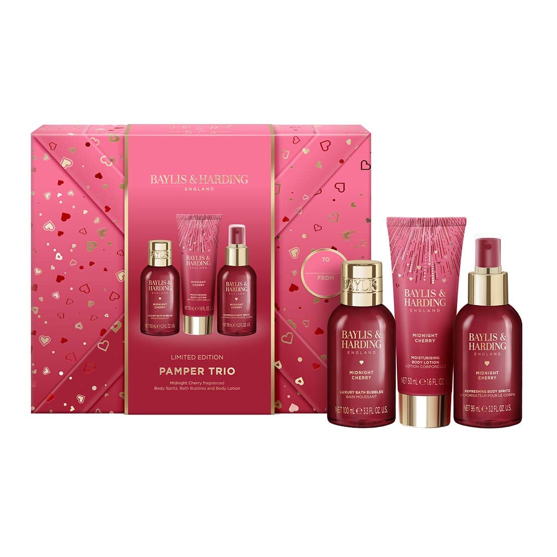 Midnight Cherry Gift Wrapped Pamper Trio Gift Set - Multi