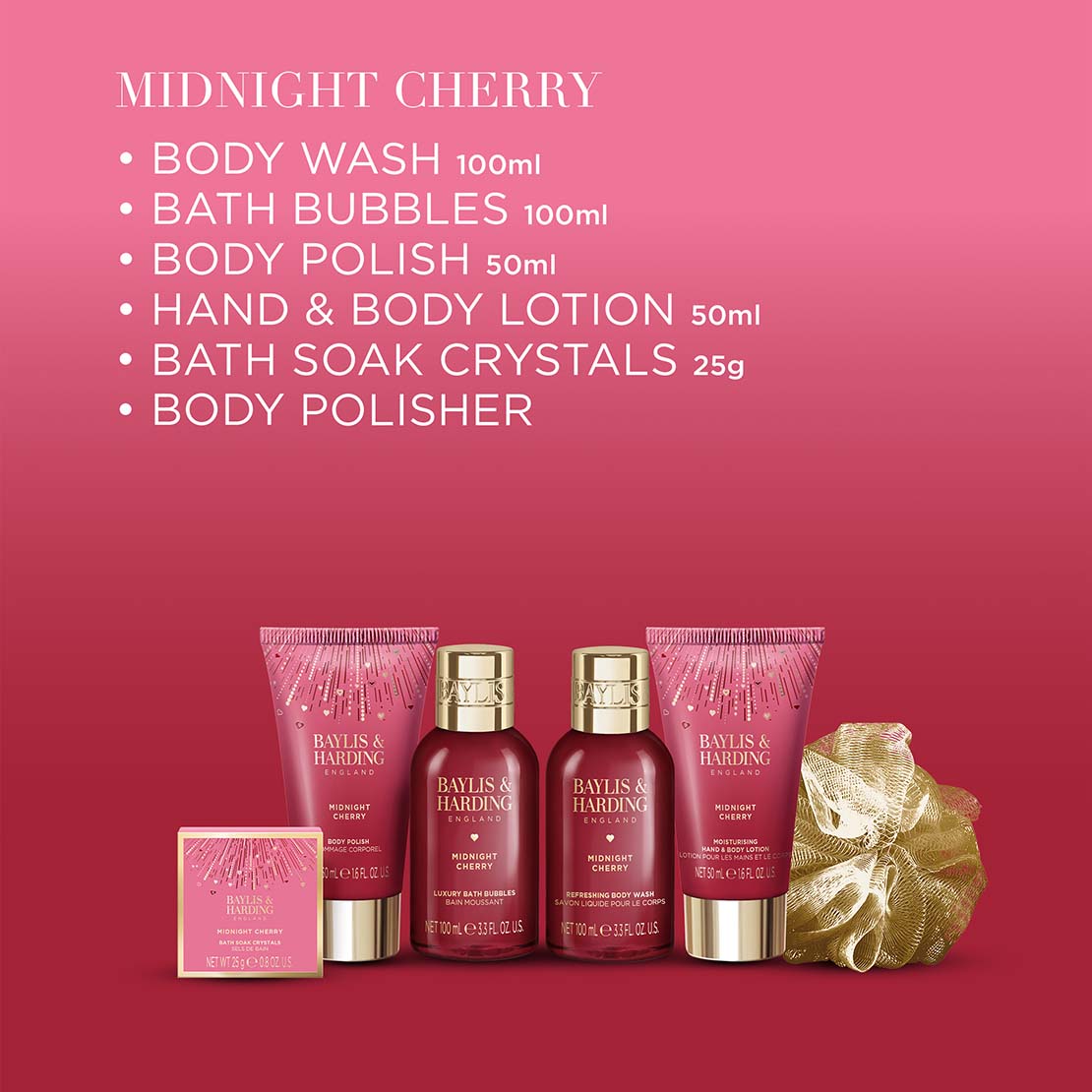 Midnight Cherry Luxury Pamper Present Gift Set - Multi