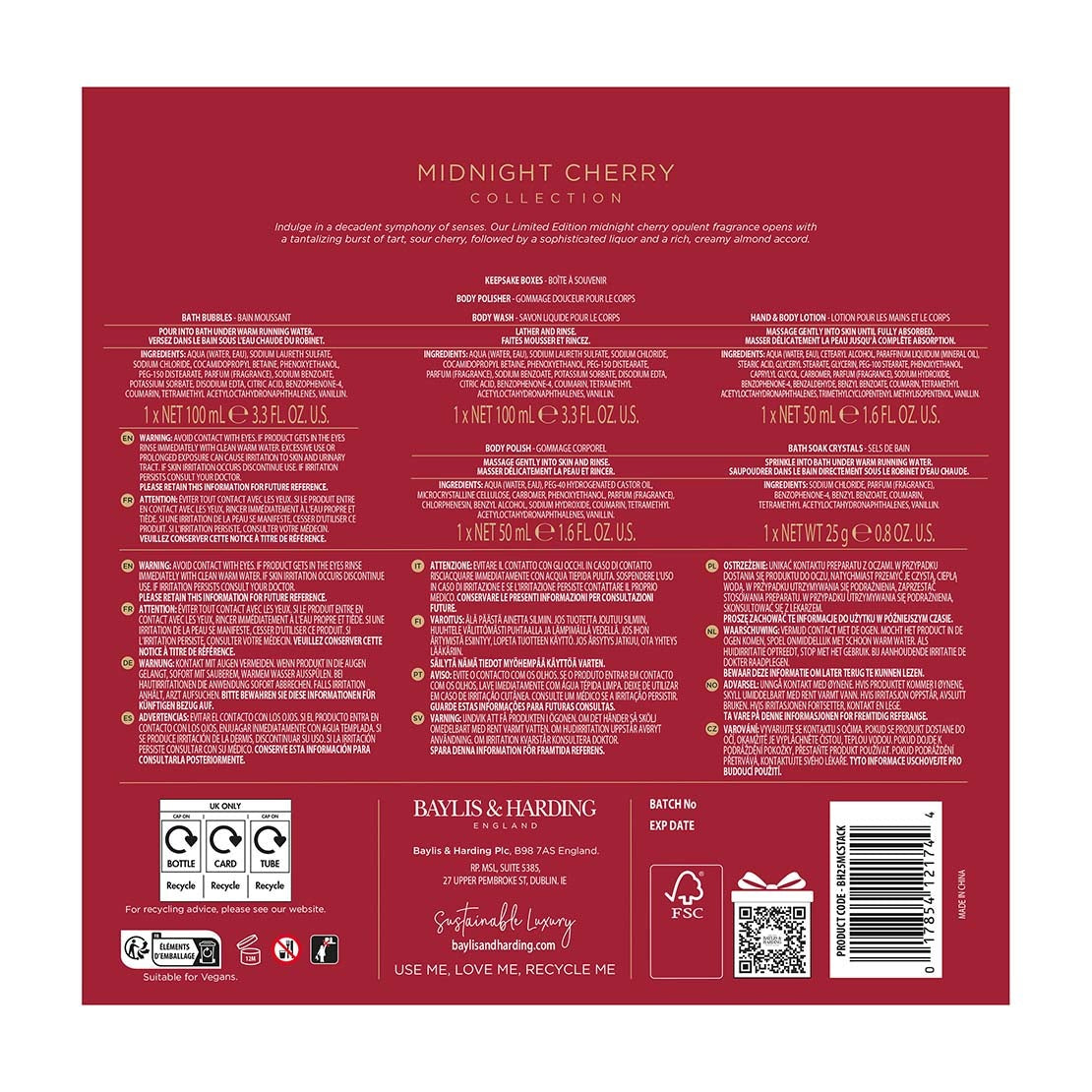 Midnight Cherry Luxury Pamper Present Gift Set - Multi