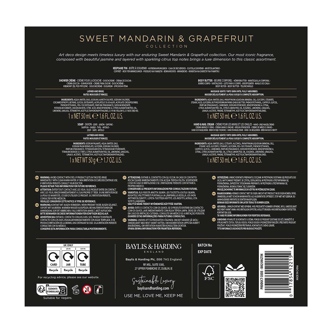 Sweet Mandarin &amp; Grapefruit Luxury Pamper Tin Gift Set - Multi