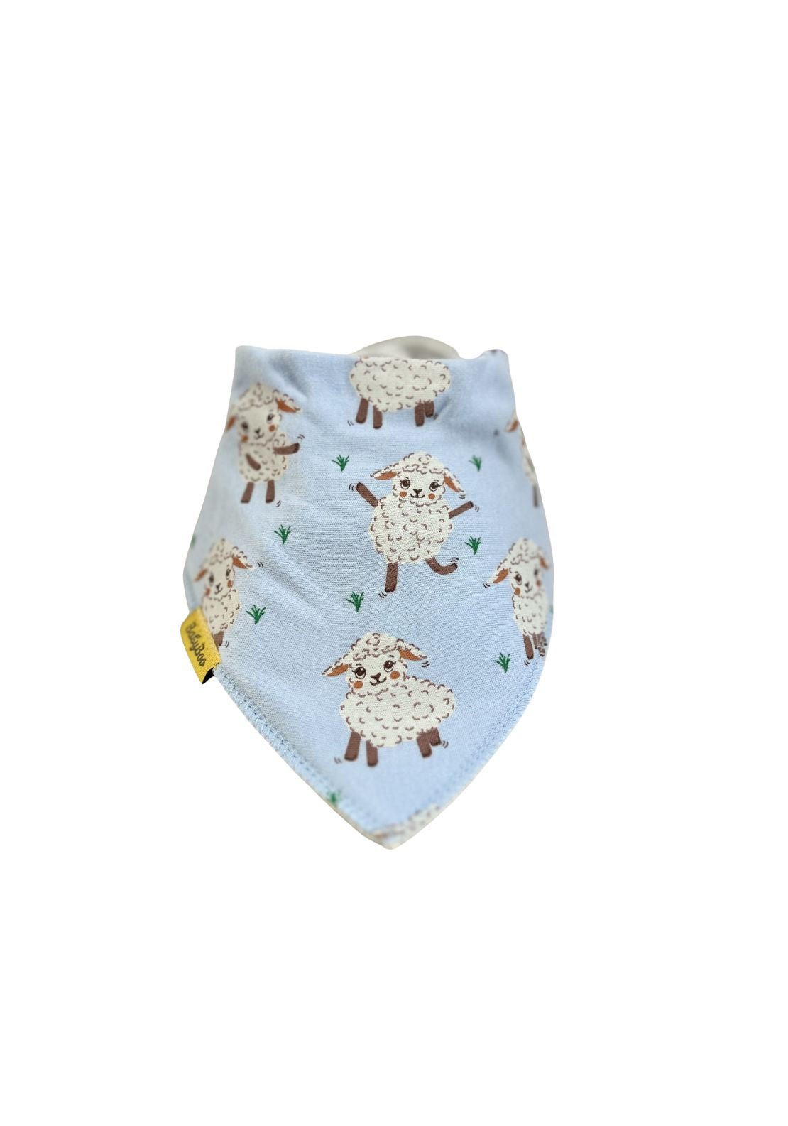 Babyboo Dancing Lambs Organic Cotton DribbleBoo Bandana Bib - Blue 1 Shaws Department Stores