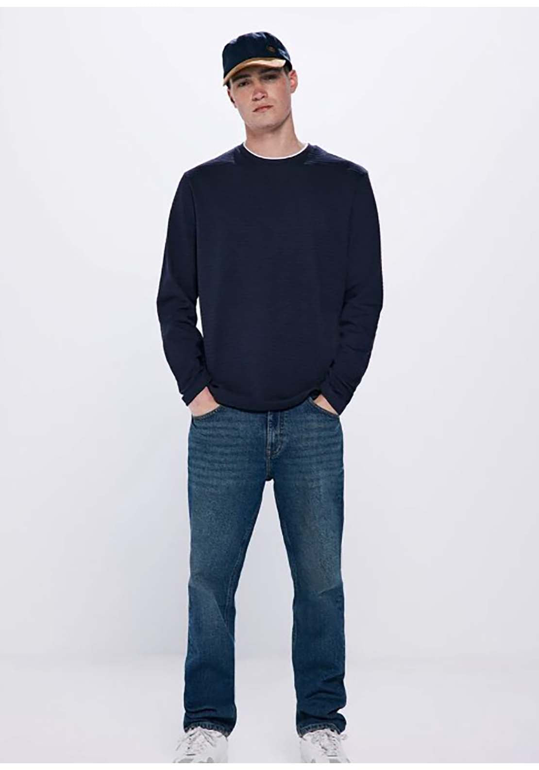 Springfield Double Structured Long Sleeve -Shirt - Blue 1 Shaws Department Stores