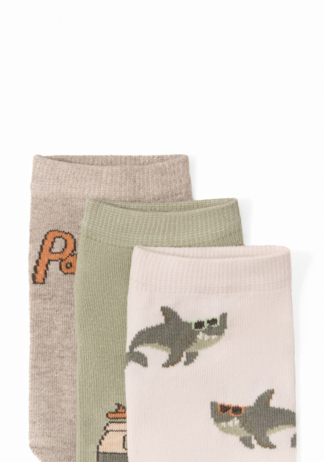 Sfera 3 Pack Print Socks - Green 2 Shaws Department Stores