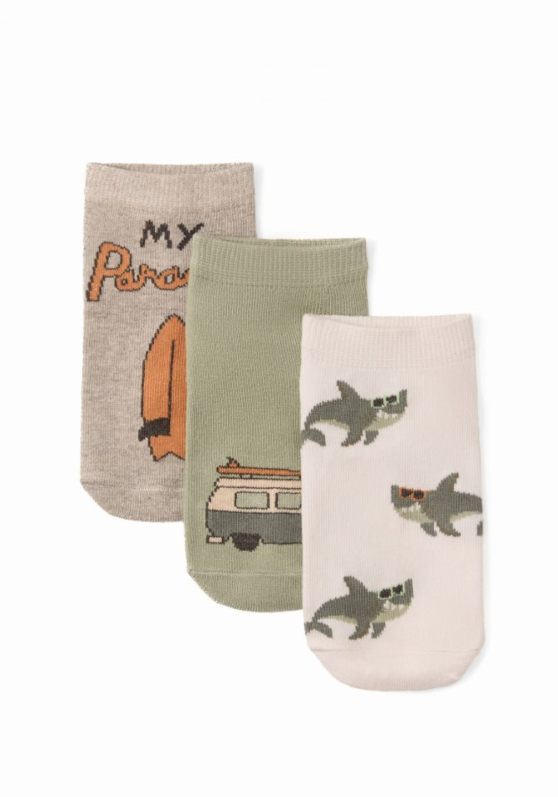 Sfera 3 Pack Print Socks - Green 1 Shaws Department Stores