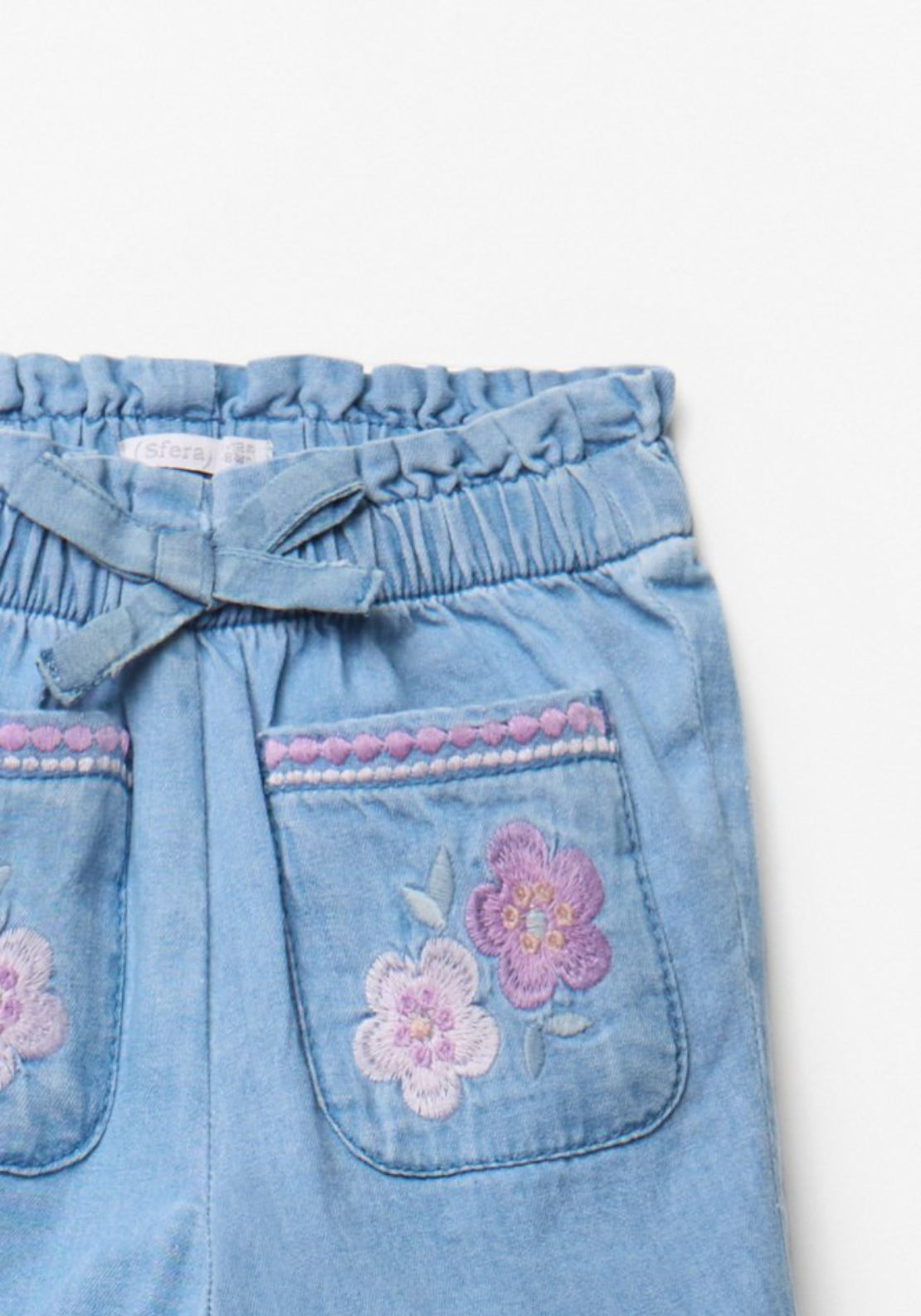 Sfera Light Denim Embroidered Trousers - Denim Light Wash 2 Shaws Department Stores