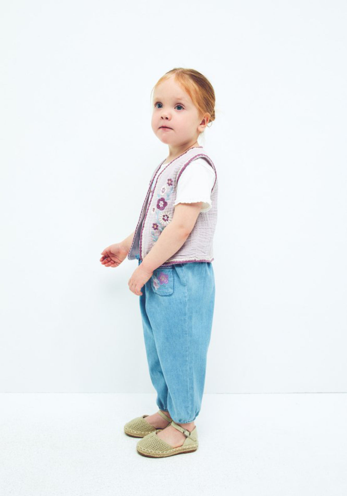 Sfera Light Denim Embroidered Trousers - Denim Light Wash 4 Shaws Department Stores
