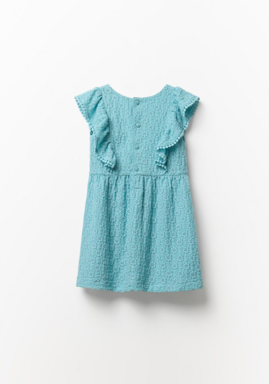 Sfera Textured Knit Ruffle Dress - Blue 2 Shaws Department Stores