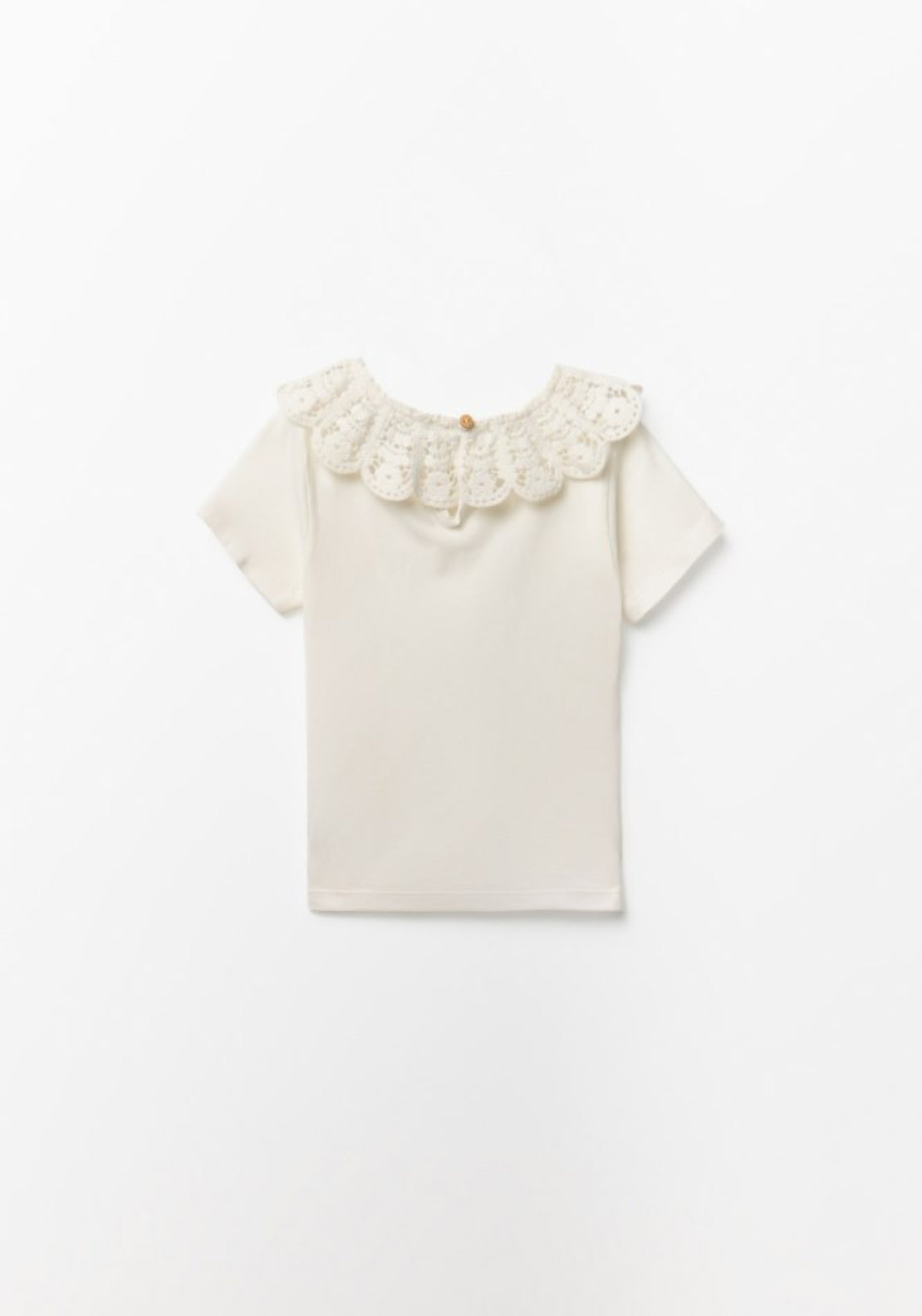 Sfera Crochet Neck T-Shirt - Cream 2 Shaws Department Stores