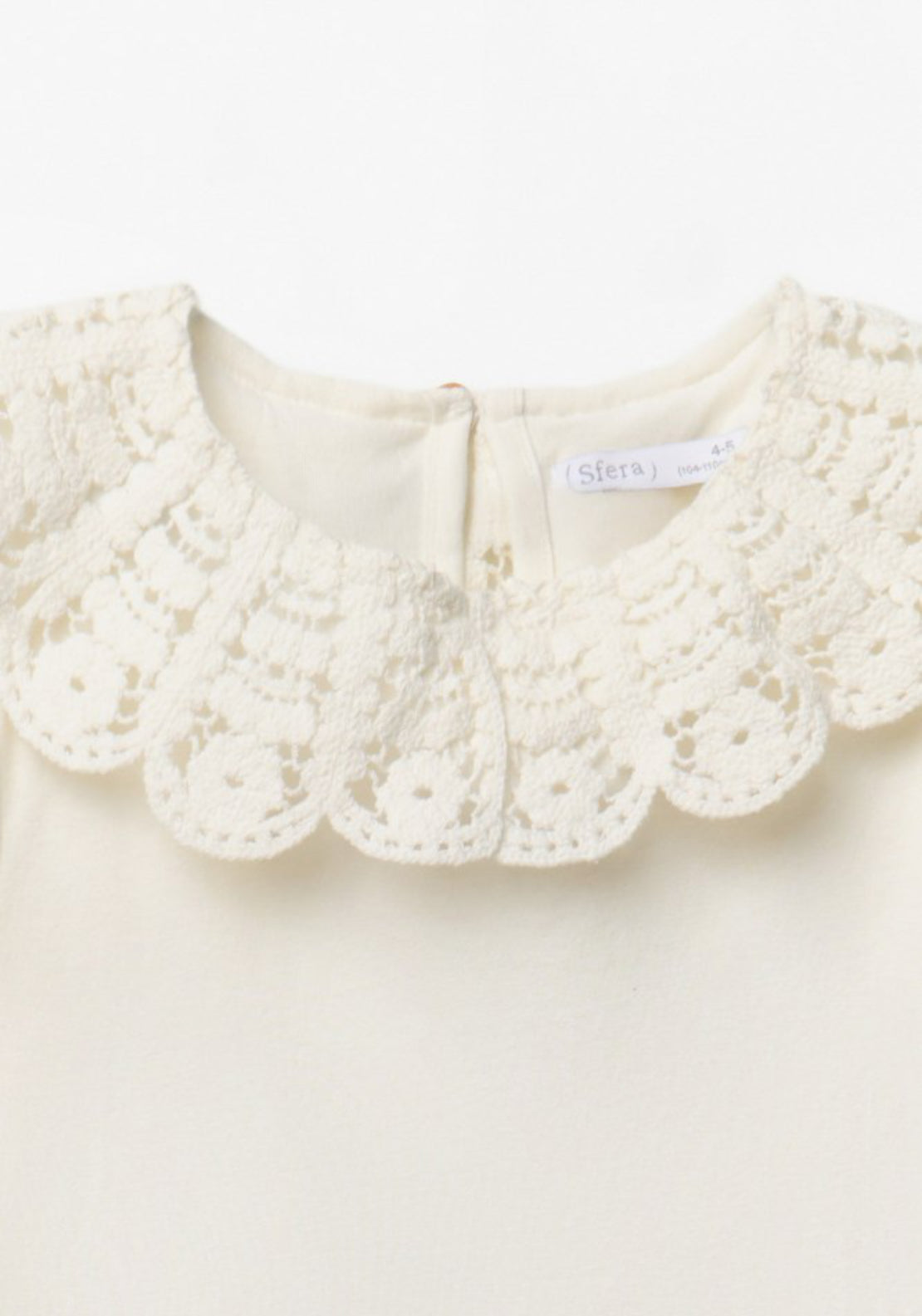 Sfera Crochet Neck T-Shirt - Cream 3 Shaws Department Stores