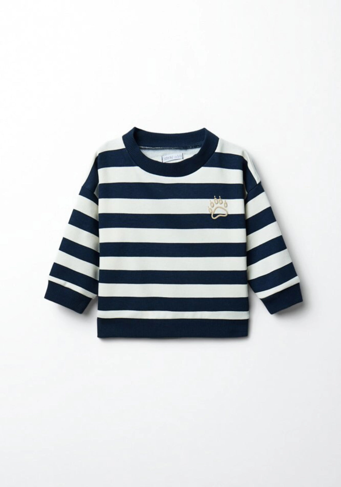 Striped Embroidered Sweatshirt - Blue