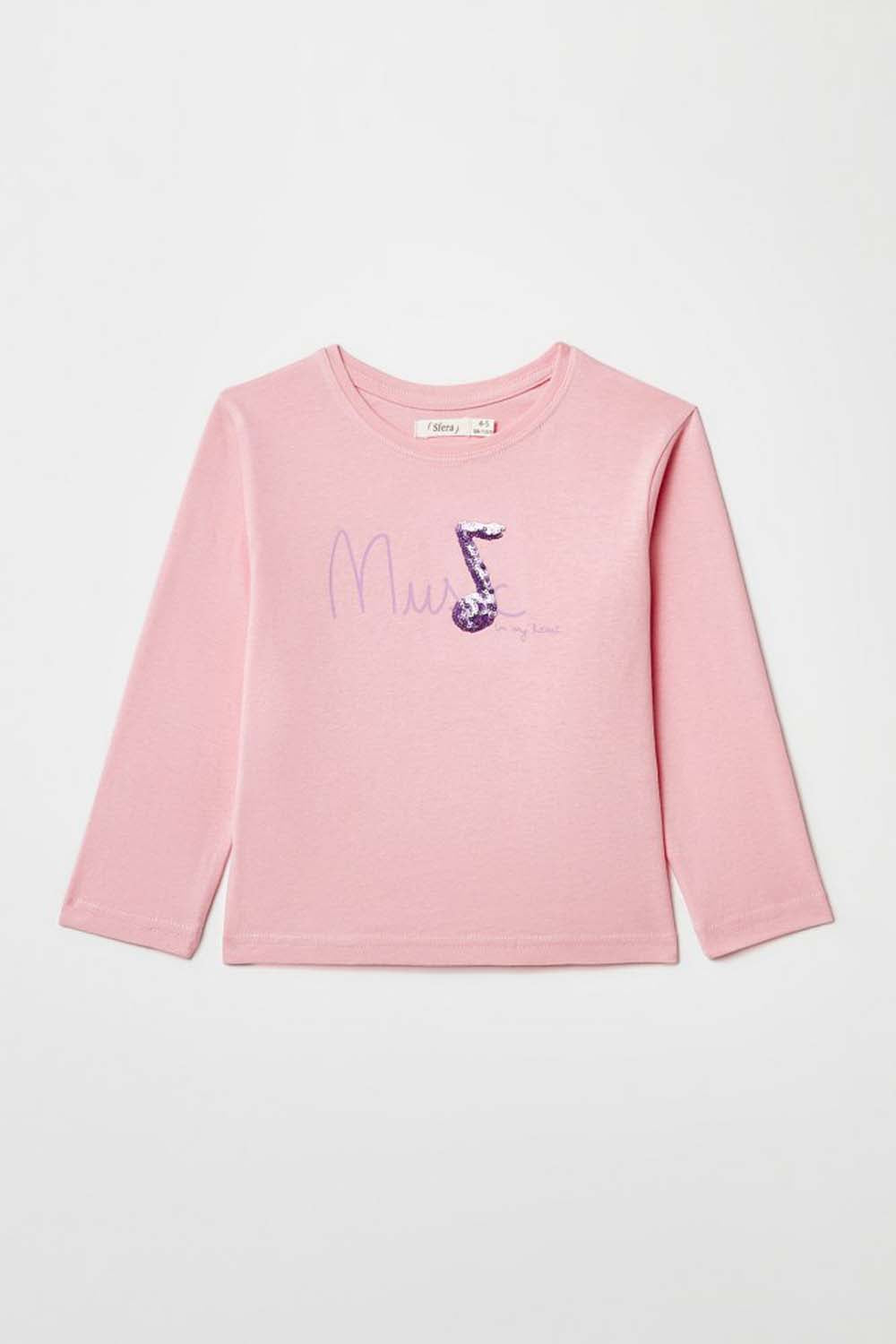 Girls Sequined Music Top - Pink