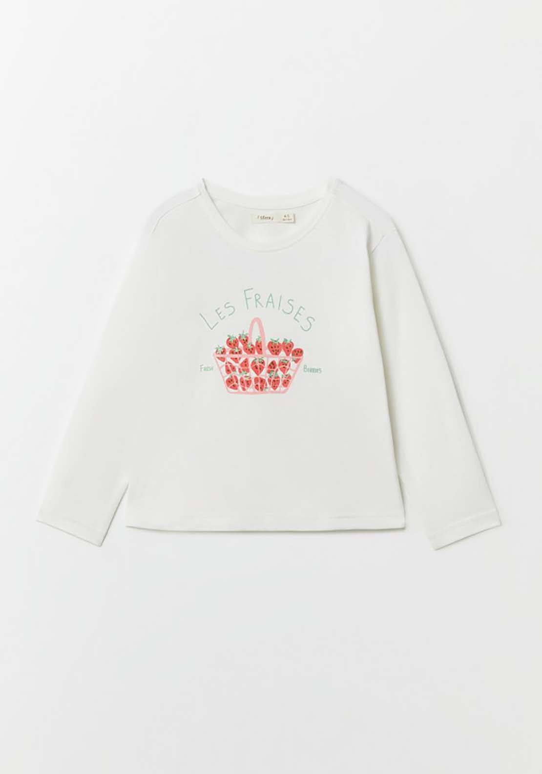 Sfera Strawberry Print T-Shirt - Cream 1 Shaws Department Stores