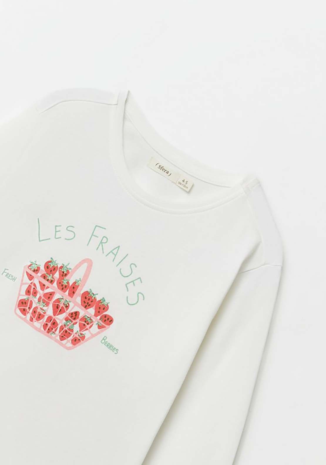 Sfera Strawberry Print T-Shirt - Cream 2 Shaws Department Stores