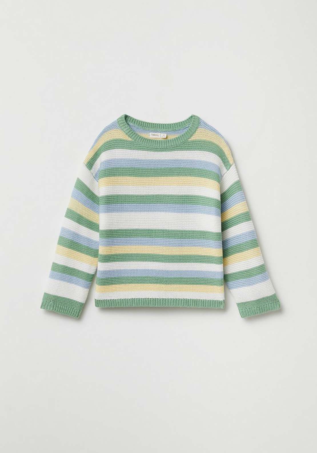 Sfera Stripe Knit Jumper - Green 1 Shaws Department Stores