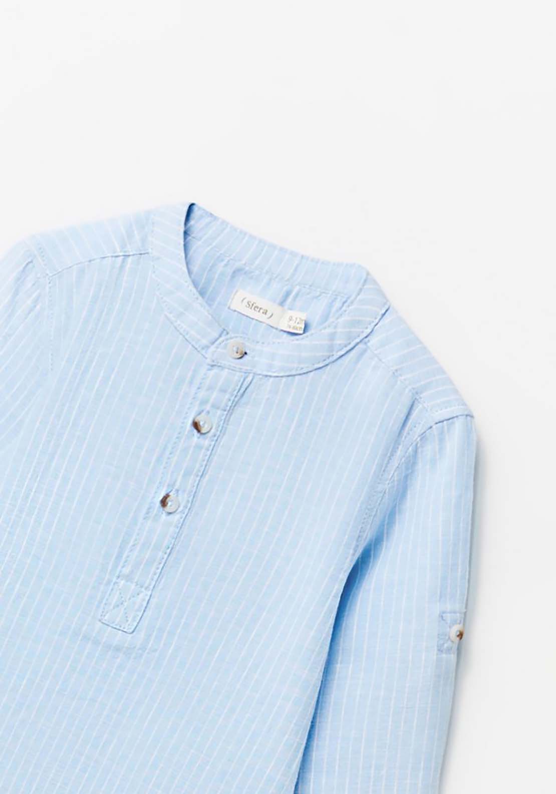 Sfera Striped Linen Shirt - Blue 2 Shaws Department Stores