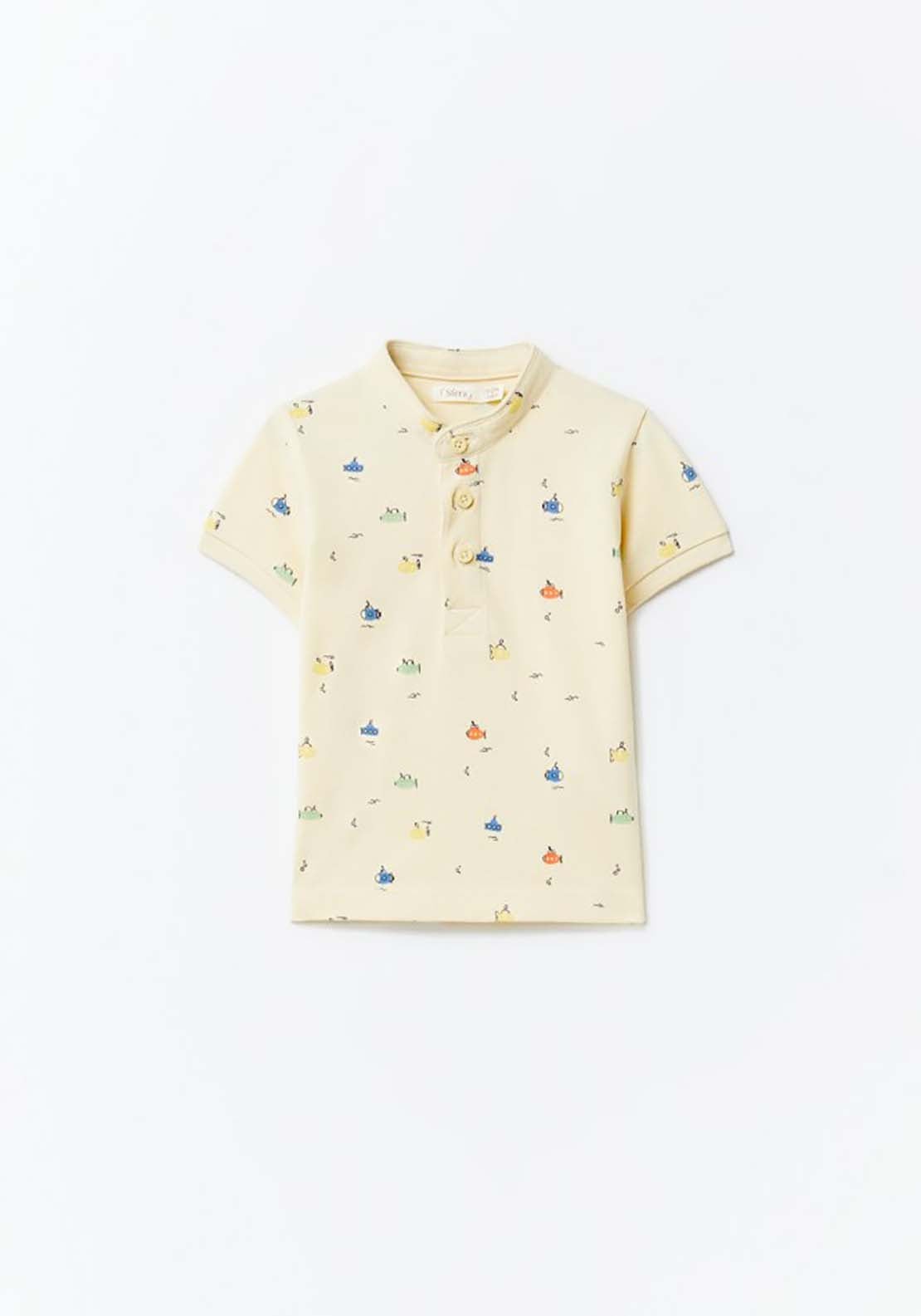 Sfera Printed Grandfather Shirt - Yellow 1 Shaws Department Stores