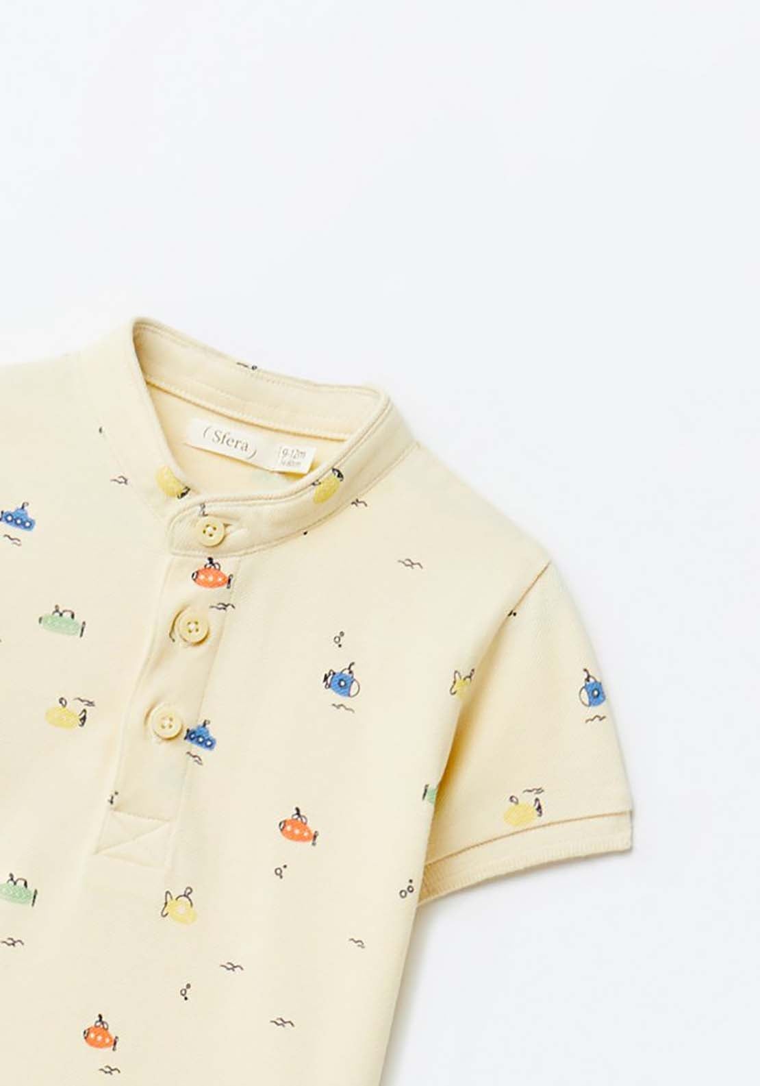 Sfera Printed Grandfather Shirt - Yellow 2 Shaws Department Stores